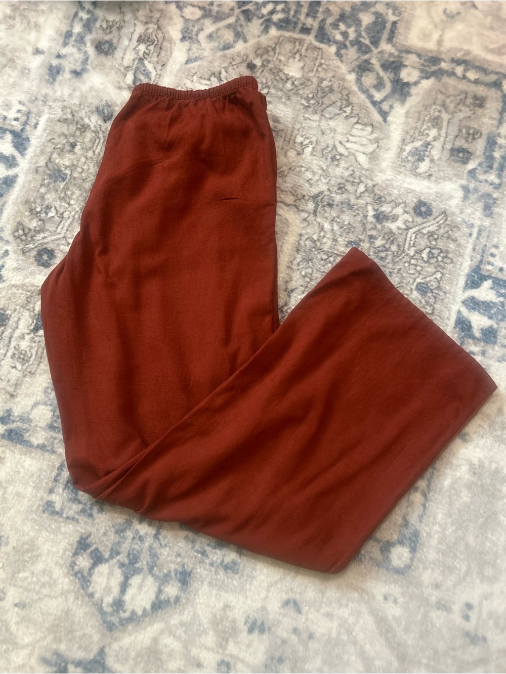 Divided Relaxed Drawstring Pants - Rust - Picture 7 of 8